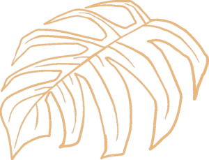 Brown and gold line art leaf design.