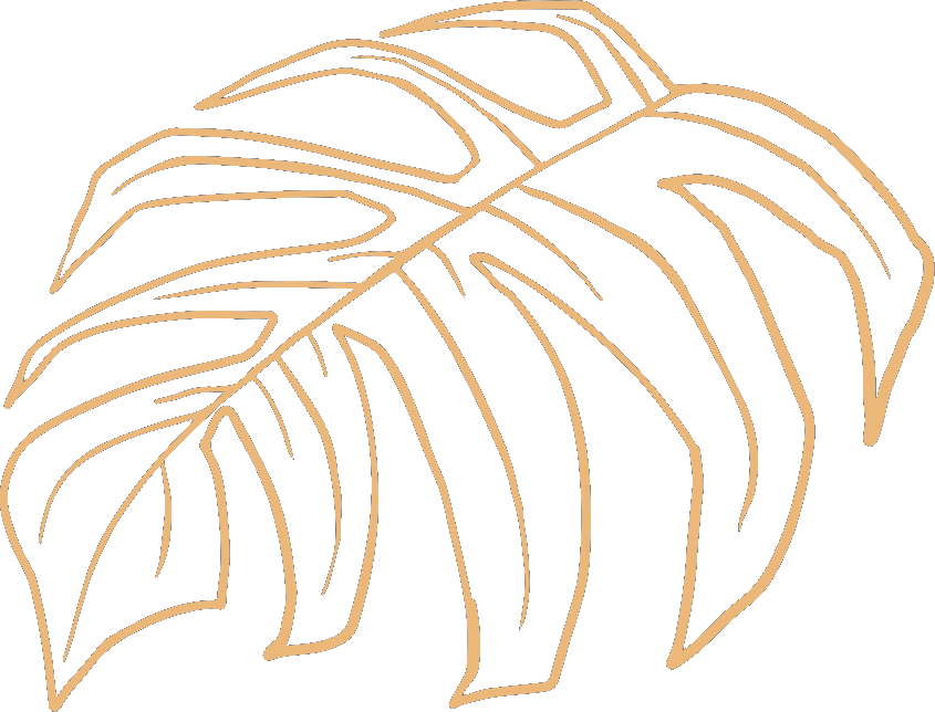 Brown and gold line art leaf design.